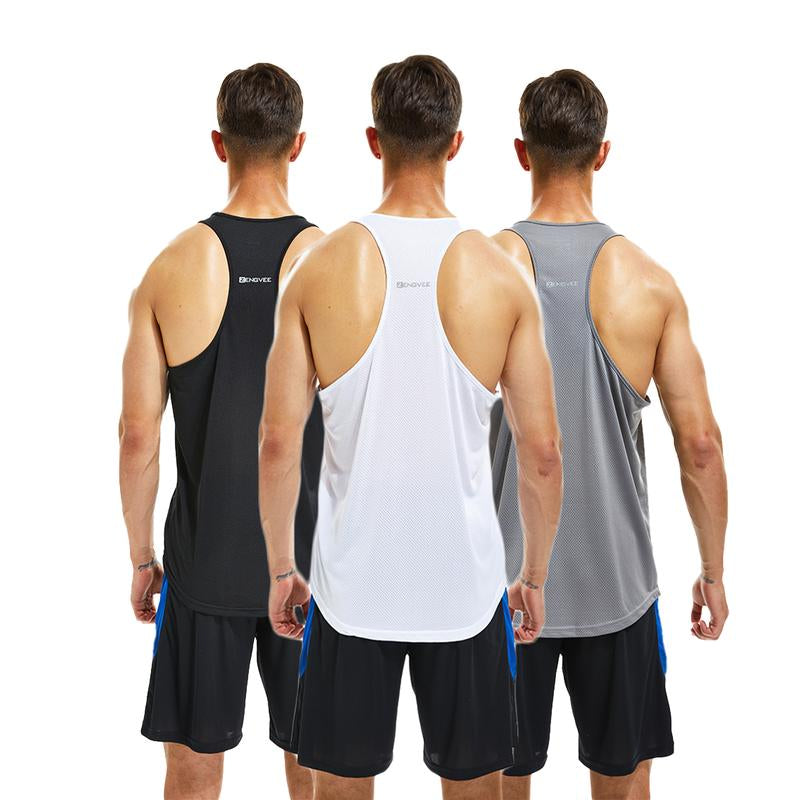 Men's Sleeveless Sports Vest - 3/5 Pack, Cool-Dry Training Y-Back T-Shirt for Enhanced Athletic Performance
