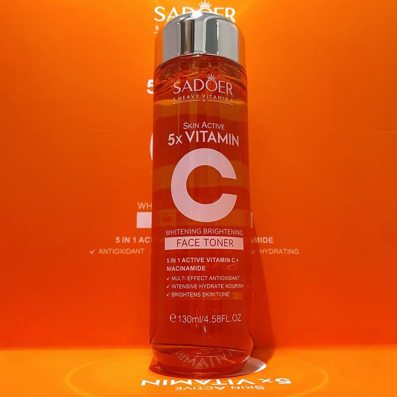 SADOER Vitamin C Skin Care Set with Cleanser, Toner, Face Serum, Face Cream, and Eye Cream, Face Lotion,Skin Care Products for Teenage Girls, Gentle Skin Cleaning & Care Travel Size Kit Daily