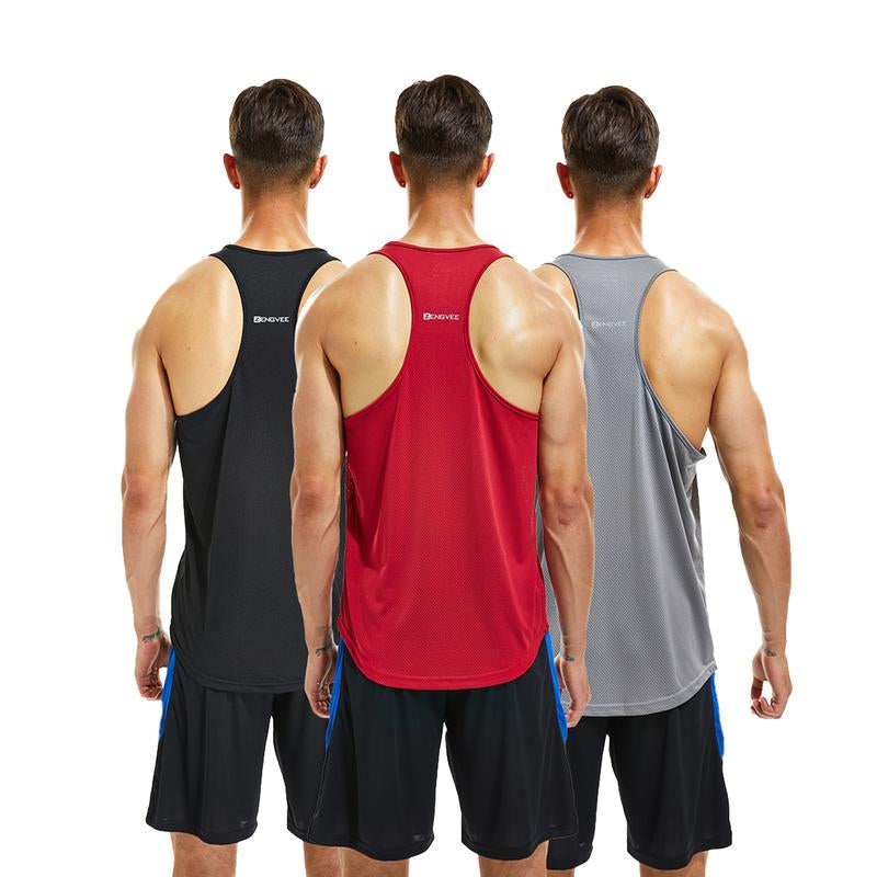 Men's Sleeveless Sports Vest - 3/5 Pack, Cool-Dry Training Y-Back T-Shirt for Enhanced Athletic Performance