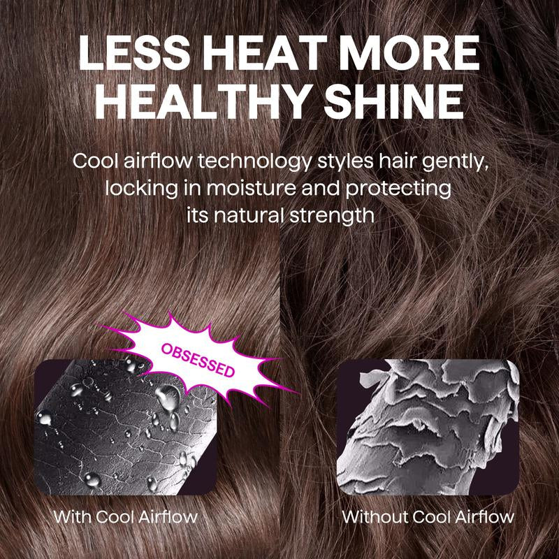 Wavytalk Cool Curl Pencil Airflow Styler - 0.65" Slim Barrel Curling Iron & Flat Iron with 360° Cool Airflow, 5 Temp Settings for Root Lift (Heat-Safe Design)