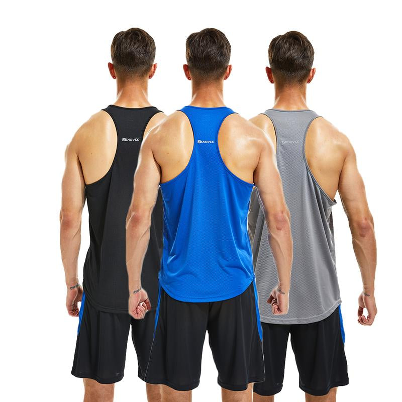 Men's Sleeveless Sports Vest - 3/5 Pack, Cool-Dry Training Y-Back T-Shirt for Enhanced Athletic Performance
