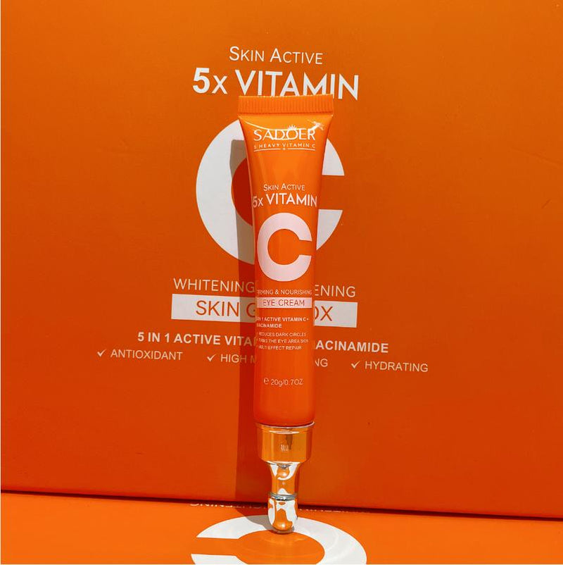 SADOER Vitamin C Skin Care Set with Cleanser, Toner, Face Serum, Face Cream, and Eye Cream, Face Lotion,Skin Care Products for Teenage Girls, Gentle Skin Cleaning & Care Travel Size Kit Daily