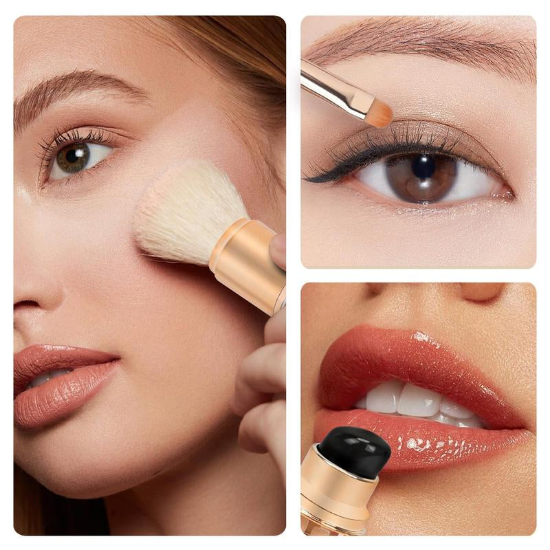 LOPEIE 5-In-1 Portable Makeup Brush | All-In-One Face & Eye Brush