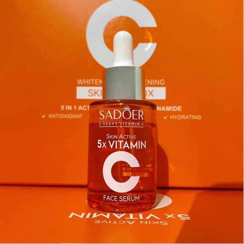 SADOER Vitamin C Skin Care Set with Cleanser, Toner, Face Serum, Face Cream, and Eye Cream, Face Lotion,Skin Care Products for Teenage Girls, Gentle Skin Cleaning & Care Travel Size Kit Daily
