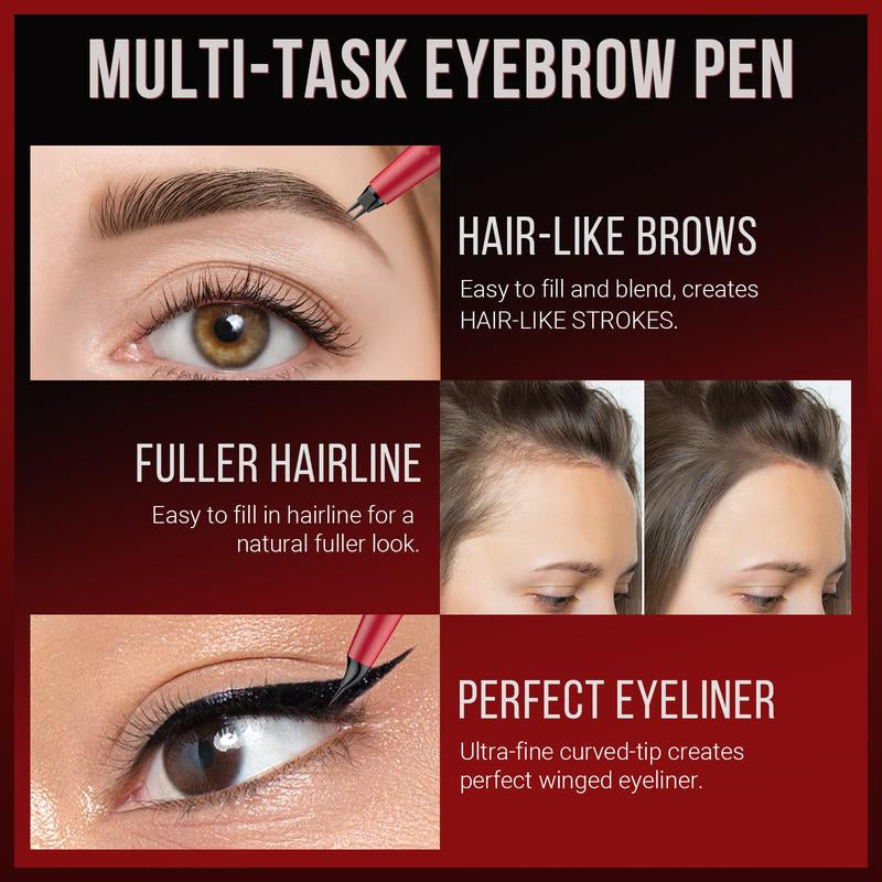 Vevivia Professional Eyebrow Pencils for Women - Dual-Brush-Tip & Curved Tip for Natural, Fuller-Looking Brows with Precise Hair-Like Strokes for All Brow Types, Long-Lasting Makeup
