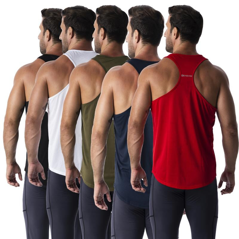 Men's Sleeveless Sports Vest - 3/5 Pack, Cool-Dry Training Y-Back T-Shirt for Enhanced Athletic Performance