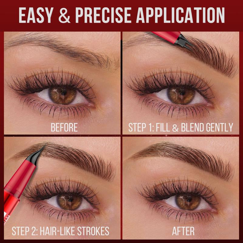 Vevivia Professional Eyebrow Pencils for Women - Dual-Brush-Tip & Curved Tip for Natural, Fuller-Looking Brows with Precise Hair-Like Strokes for All Brow Types, Long-Lasting Makeup