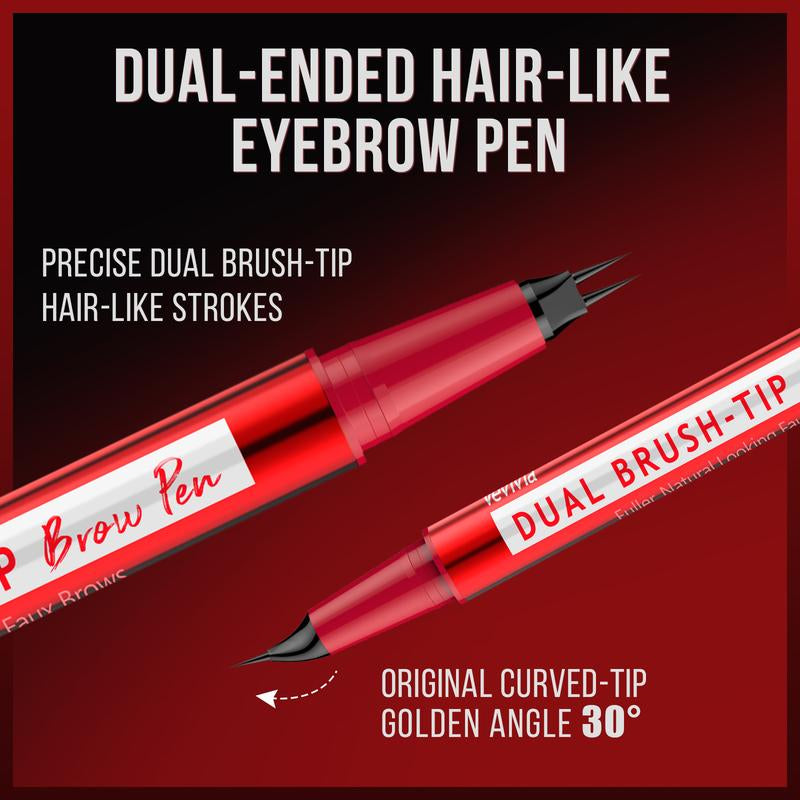 Vevivia Professional Eyebrow Pencils for Women - Dual-Brush-Tip & Curved Tip for Natural, Fuller-Looking Brows with Precise Hair-Like Strokes for All Brow Types, Long-Lasting Makeup