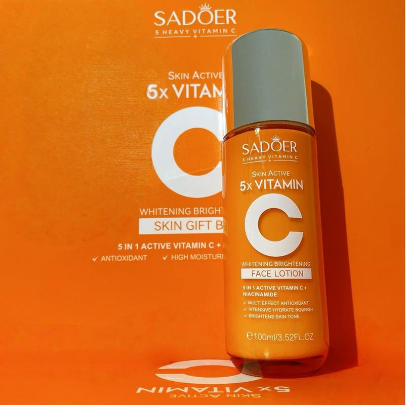 SADOER Vitamin C Skin Care Set with Cleanser, Toner, Face Serum, Face Cream, and Eye Cream, Face Lotion,Skin Care Products for Teenage Girls, Gentle Skin Cleaning & Care Travel Size Kit Daily