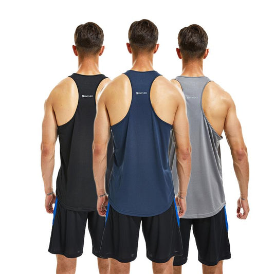 Men's Sleeveless Sports Vest - 3/5 Pack, Cool-Dry Training Y-Back T-Shirt for Enhanced Athletic Performance