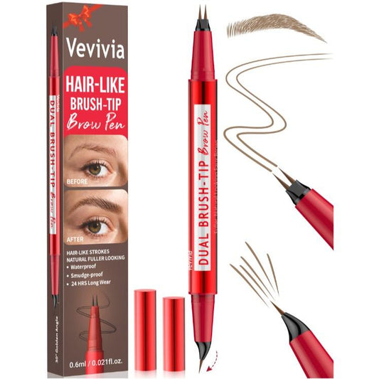 Vevivia Professional Eyebrow Pencils for Women - Dual-Brush-Tip & Curved Tip for Natural, Fuller-Looking Brows with Precise Hair-Like Strokes for All Brow Types, Long-Lasting Makeup