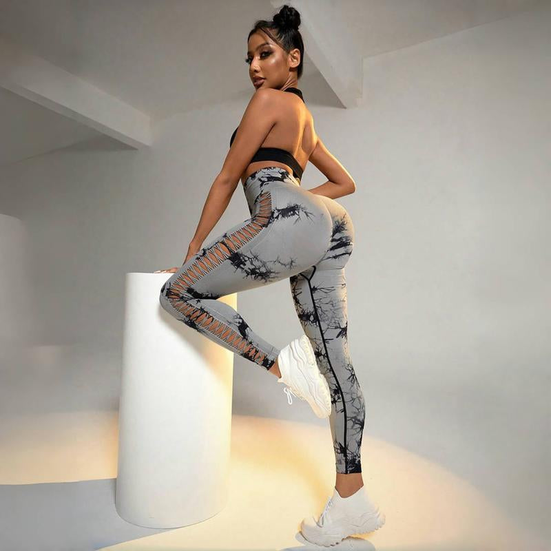 High-Waisted Seamless Yoga Pants with Hollow Design for Enhanced Hip Lift