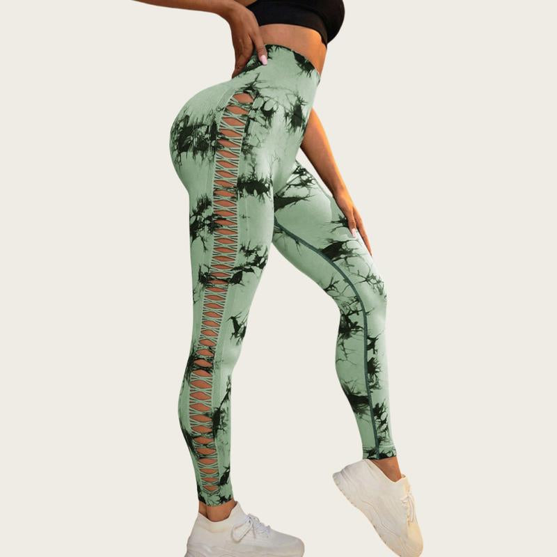 High-Waisted Seamless Yoga Pants with Hollow Design for Enhanced Hip Lift