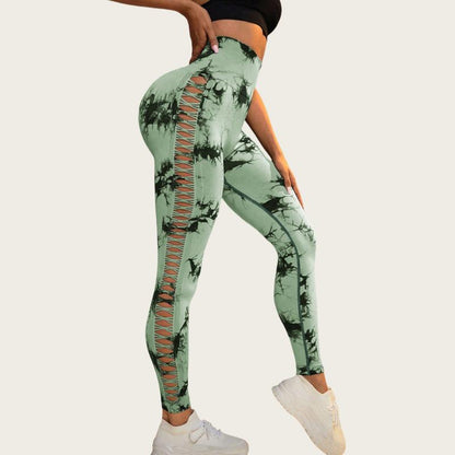 High-Waisted Seamless Yoga Pants with Hollow Design for Enhanced Hip Lift