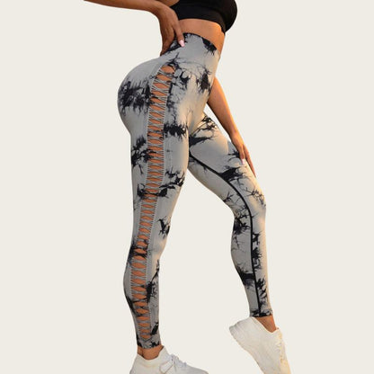 High-Waisted Seamless Yoga Pants with Hollow Design for Enhanced Hip Lift