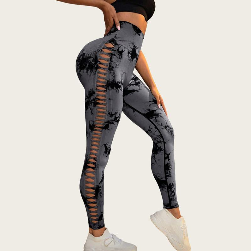 High-Waisted Seamless Yoga Pants with Hollow Design for Enhanced Hip Lift