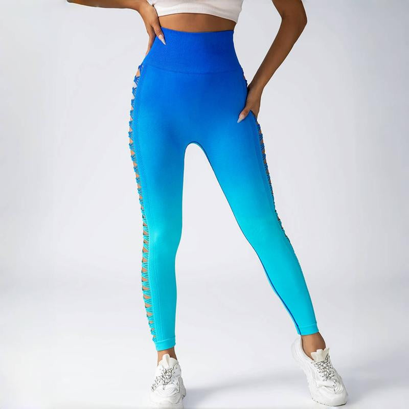 High-Waisted Seamless Yoga Pants with Hollow Design for Enhanced Hip Lift