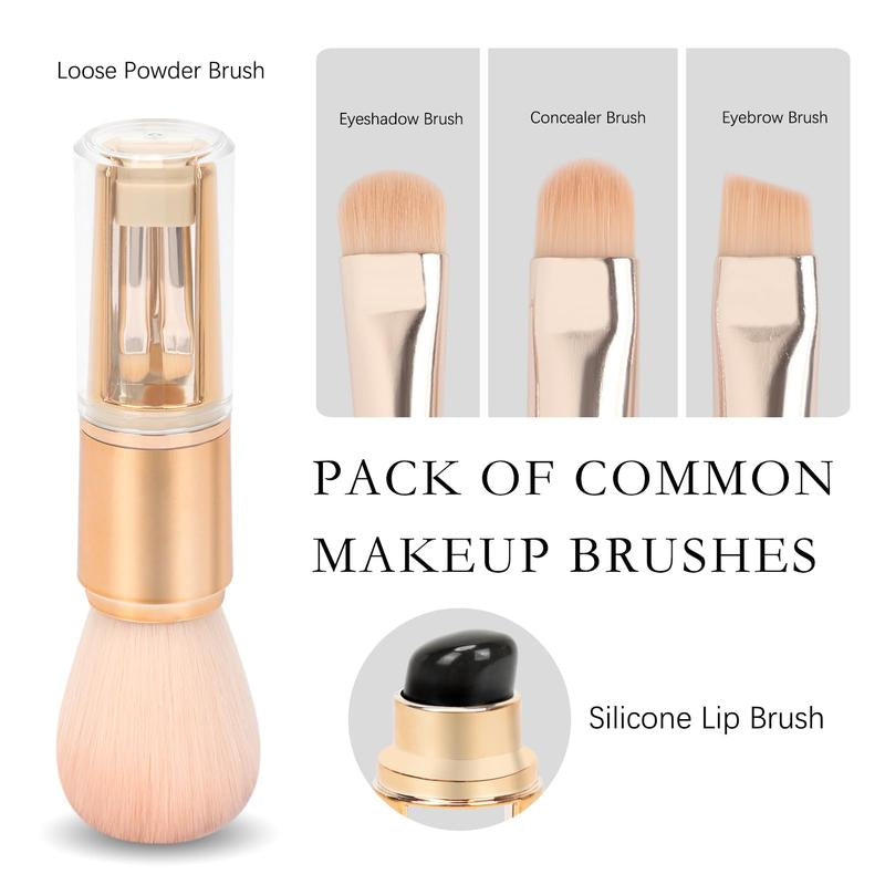 LOPEIE 5-In-1 Portable Makeup Brush | All-In-One Face & Eye Brush