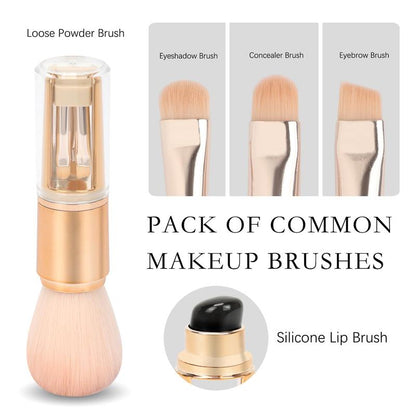 LOPEIE 5-In-1 Portable Makeup Brush | All-In-One Face & Eye Brush
