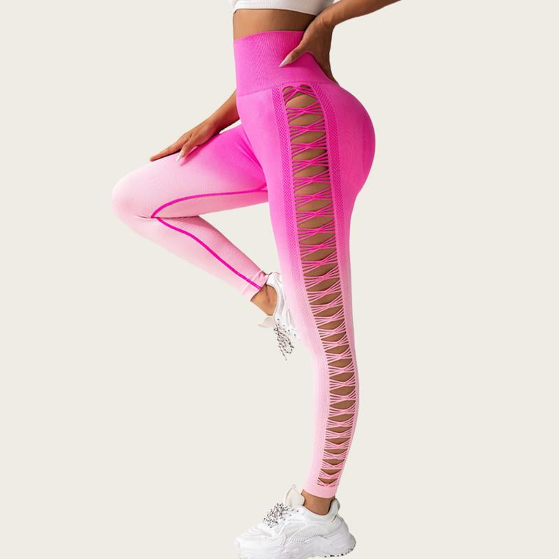 High-Waisted Seamless Yoga Pants with Hollow Design for Enhanced Hip Lift