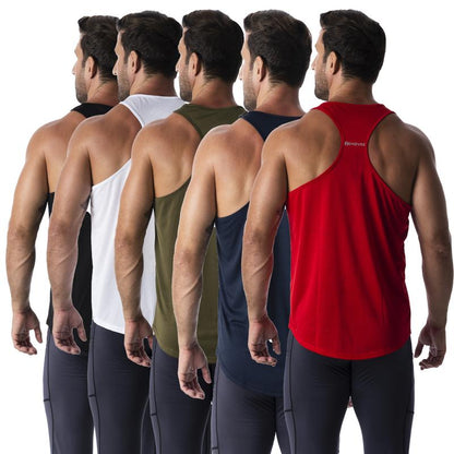 Men's Sleeveless Sports Vest - 3/5 Pack, Cool-Dry Training Y-Back T-Shirt for Enhanced Athletic Performance
