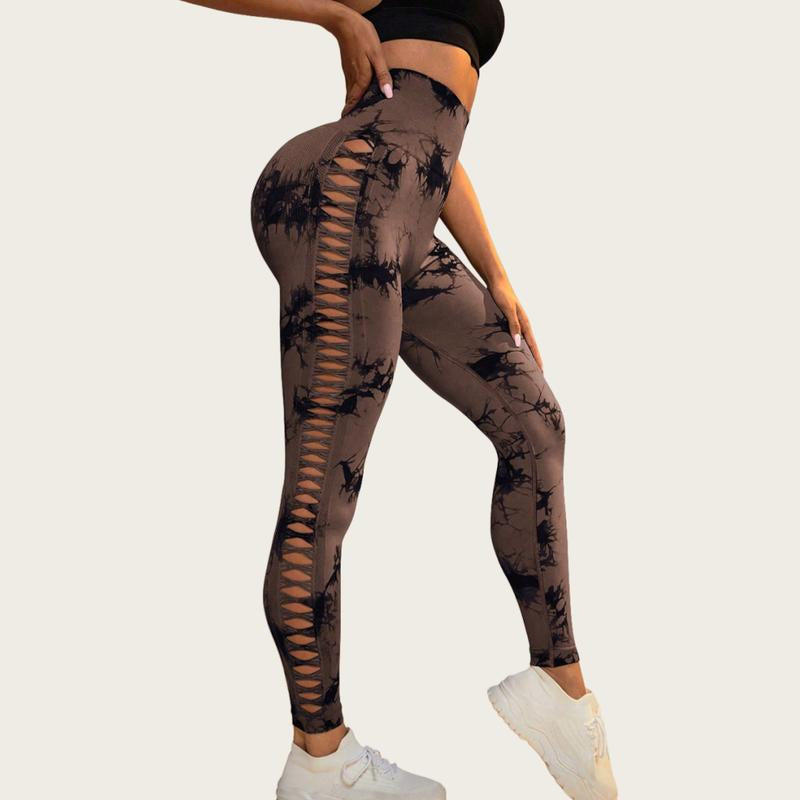 High-Waisted Seamless Yoga Pants with Hollow Design for Enhanced Hip Lift