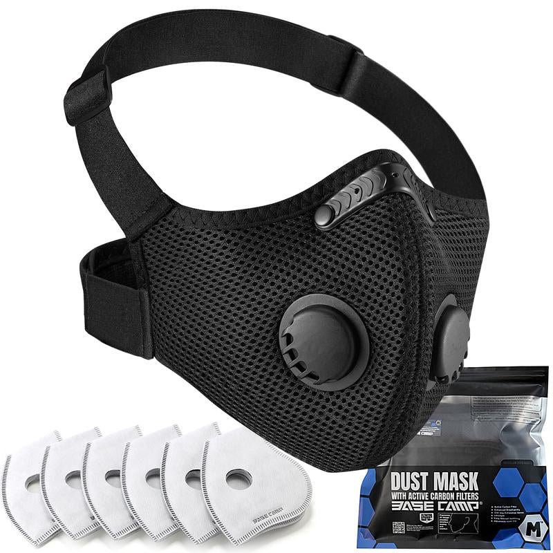 BASE CAMP M PRO Dust Mask - Comfortable Reusable Respirator with L-Shaped Head Strap Design for Woodworking, Landscaping, DIY, and Dust Protection - Single Pack
