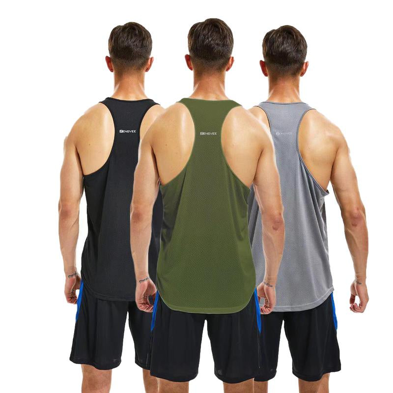 Men's Sleeveless Sports Vest - 3/5 Pack, Cool-Dry Training Y-Back T-Shirt for Enhanced Athletic Performance
