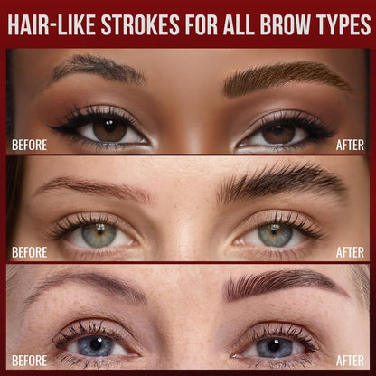 Vevivia Professional Eyebrow Pencils for Women - Dual-Brush-Tip & Curved Tip for Natural, Fuller-Looking Brows with Precise Hair-Like Strokes for All Brow Types, Long-Lasting Makeup